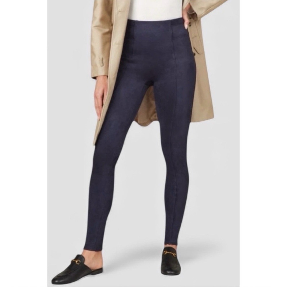 NWT! Spanx Women's Spanx Faux Suede Leggings Pull On Classic Navy Size L